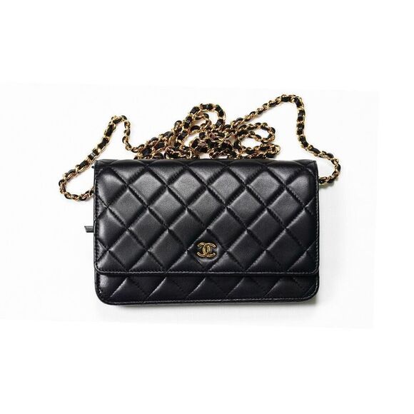 Authenic Black CHANEL Wallet On Chain - Gold Chain - Quilted Lambskin - Picture 2 of 9